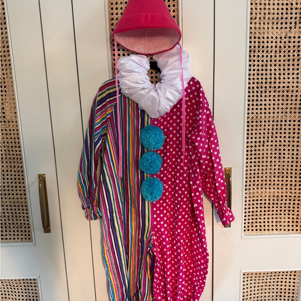 Vintage Colorful Clown Costume with Hat Child Size 5/6